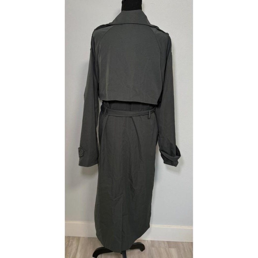 MESHki Andreas Oversized Trench Coat Charcoal Gray Size S - Picture 5 of 8
